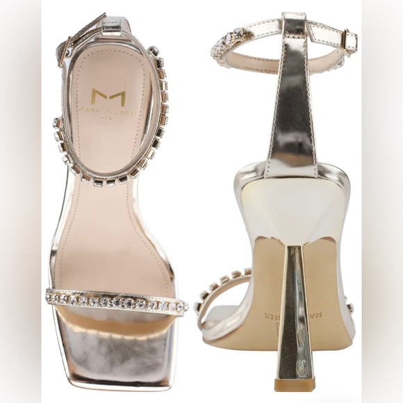 NIB Marc Fisher “Karima” Gold ankle strap sandal. - Picture 2 of 10